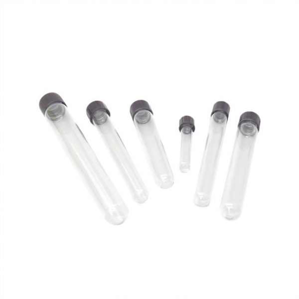 Scientific Clear Glass Test Tube Round Bottom Flat Bottom with Screw Cap