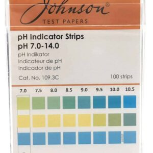 pH Indicator Strips Non Bleed pH 7.0 - 14.0, 100 Strips