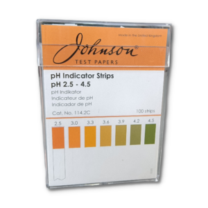 pH Indicator Strips Non Bleed pH 2.5 - 4.5, 100 Strips