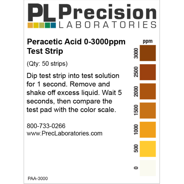 Peracetic Acid Test Strip, 3000ppm