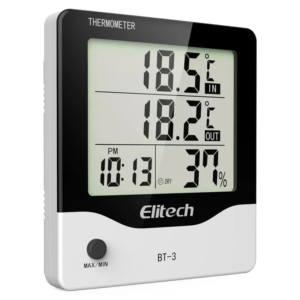 Elitech LCD Indoor/Outdoor Digital Hygrometer Thermometer With Clock And Min/Max Value