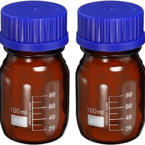 Reagent Glass Bottle Screw Cap Graduated Amber 100ml