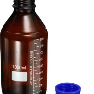 Reagent Glass Bottle Screw Cap Graduated Amber 1000ml
